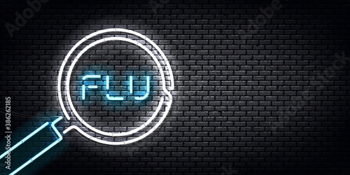 Vector realistic isolated neon sign of Flu logo for invitation decoration and template covering. © comicsans