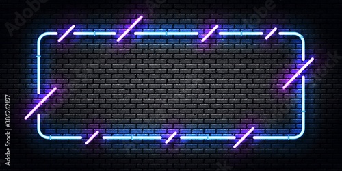 Vector realistic isolated neon sign of blue and purple frame for template and layout.