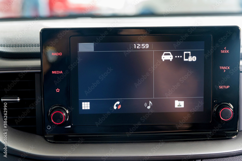 Multimedia system of a modern car. Interior concept