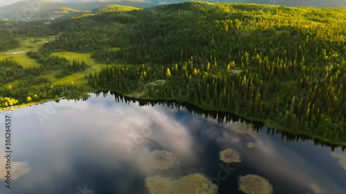 Bamselitjernet lake and forest near Beitostolen, Norway photo