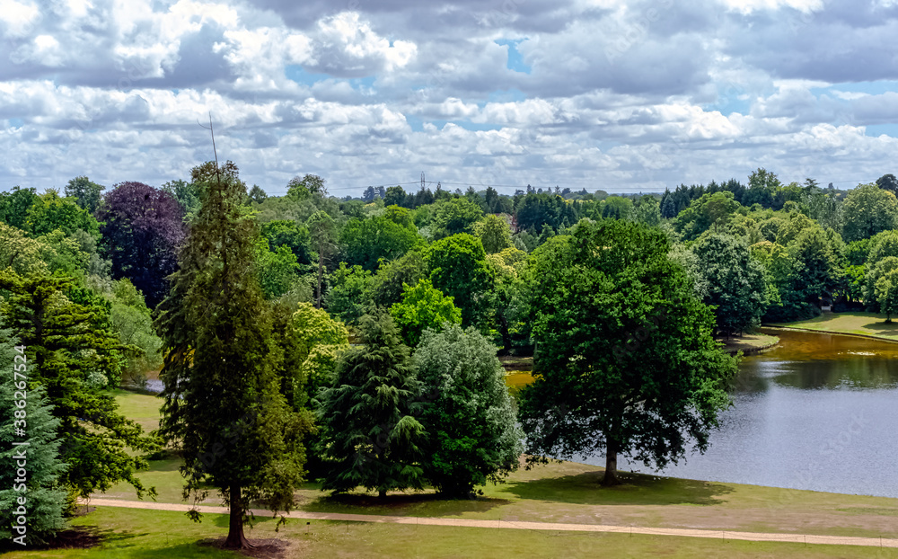 Panorama of Claremont lake in Esher, Surrey, United Kingdom