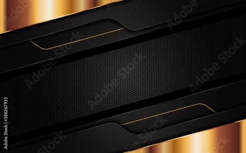 Modern abstract black background combine with golden lines element.