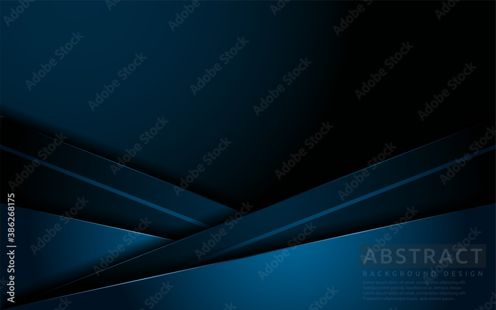 Dark navy blue background with modern abstract shape.