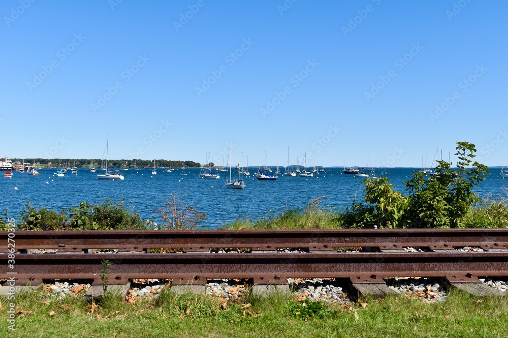 railway with a harbor view
