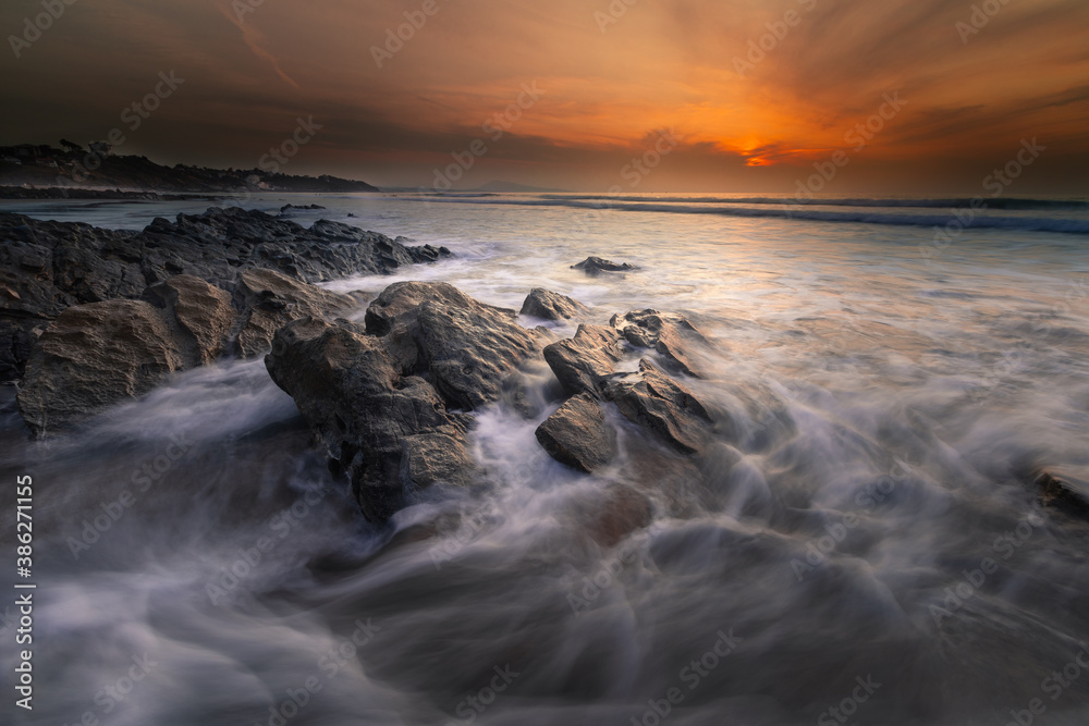 Sunset at the beach of Bidart, Basque Country.. Sunset at the beach of Bidart, Basque Country..
