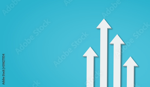 White arrow up to growth success, progress way and forward achievement creative concept.