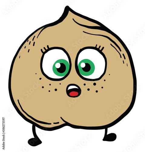 Scared chickpea, illustration, vector on white background