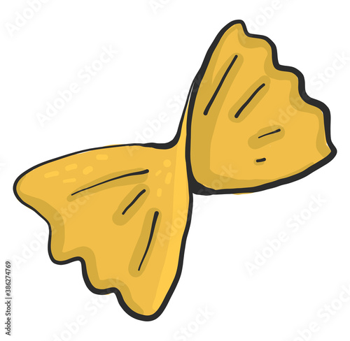 Yellow farfalle, illustration, vector on white background