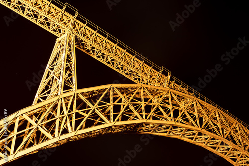 Ponte D Maria, built by Eiffel in iron- Portugal - night photography.