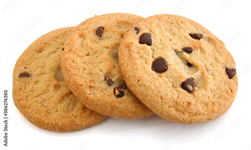 Chocolate homemade pastry cookies isolated on white background Chocolate homemade pastry cookies isolated on white background