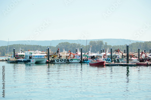 FISHING BOATS AND TOURIST TRANSPORTATION, DOCKED IN THE PORT OF O GROVE, GALICIA, NORTH OF SPAIN, ON THE ATLANTIC COAST © Victor Photo Stock