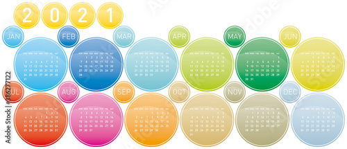 Colorful Circles Calendar for Year 2021