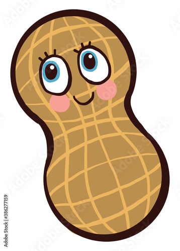 Happy peanut, illustration, vector on white background