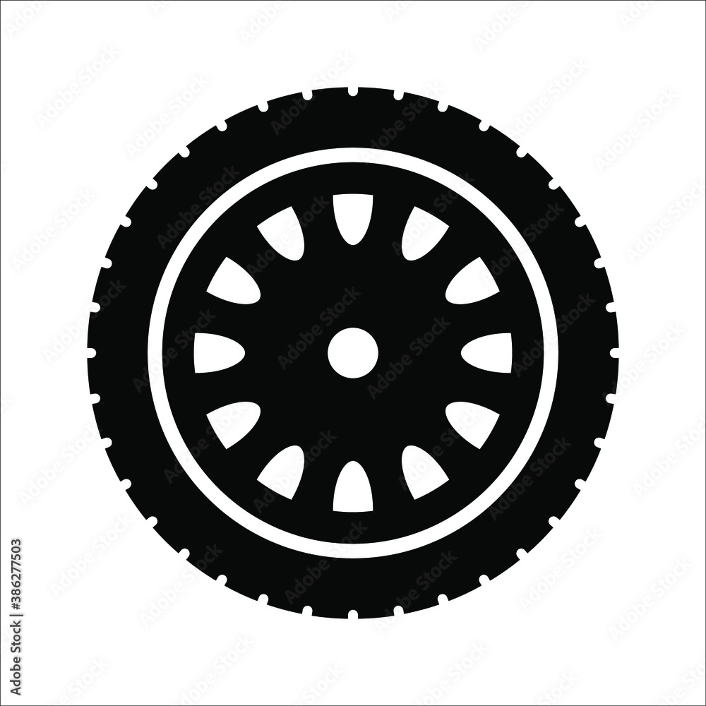 Tire black vector icon illustration on white backgrond Tire black vector icon illustration on white backgrond