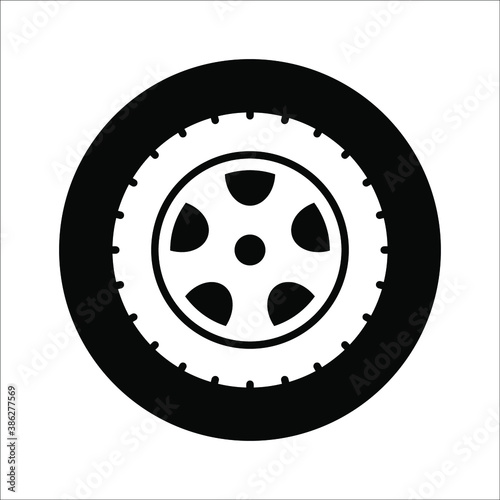 Tire black vector icon illustration on white backgrond