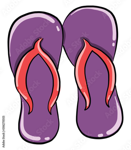 Purple slippers, illustration, vector on white background
