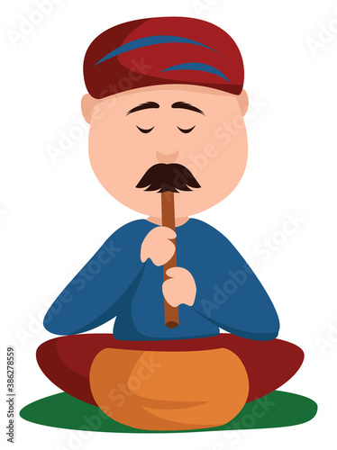 Snake charmer, illustration, vector on white background