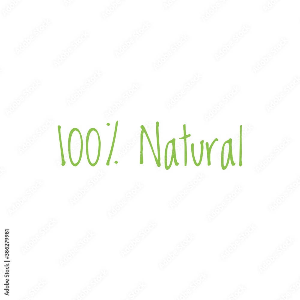 100% natural word button lettering sticker green packaging design illustration 100% natural word button lettering sticker green packaging design illustration