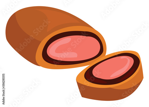 Delicious beef, illustration, vector on white background.