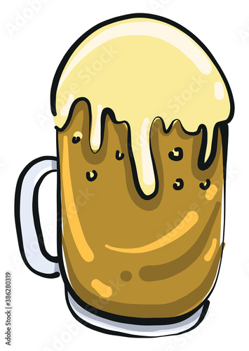Pint of beer, illustration, vector on white background.