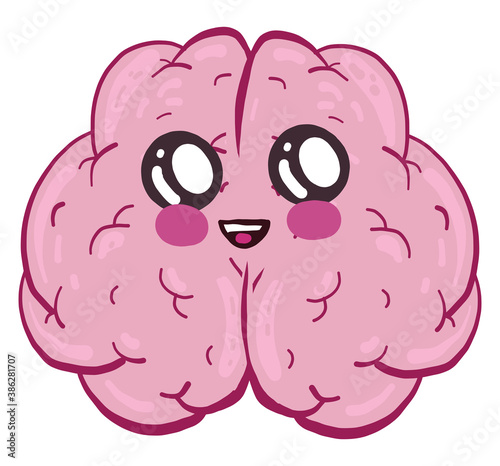 Excited little brain, illustration, vector on white background.