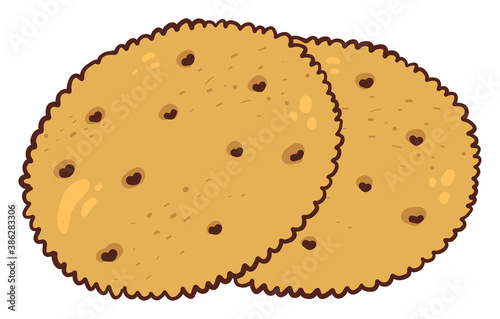 Bisquit snack, illustration, vector on white background.