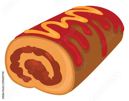 Tasty meatloaf, illustration, vector on white background.