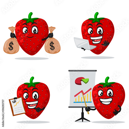 vector illustration of strawberry mascot or character 