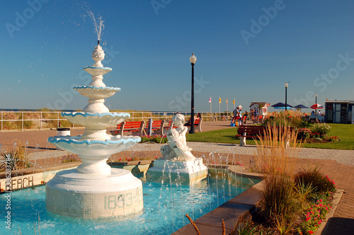 The Centenial Fountains, located just off the boardwalk in Bradley Beach, New Jersey, was dedicated at the town's 100th anniversary photo