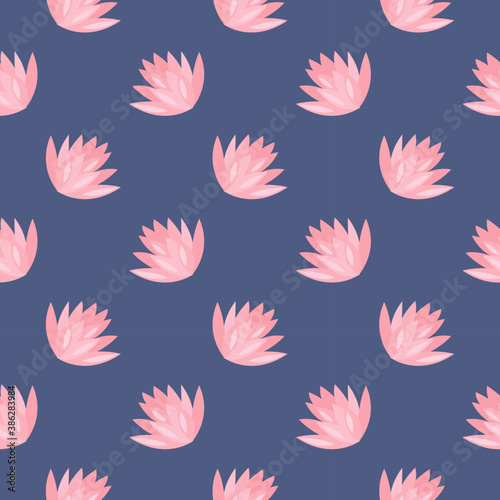 Fotografie White water flower ,seamless pattern on dark blue background.