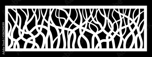 Laser cutting template for decorative panel. Abstract curved root pattern. Vector illustration.