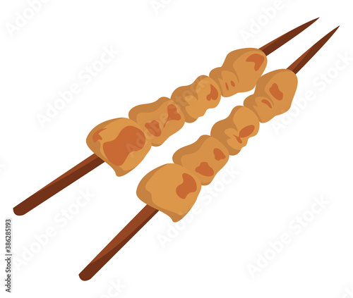 Shish taouk, illustration, vector on white background.