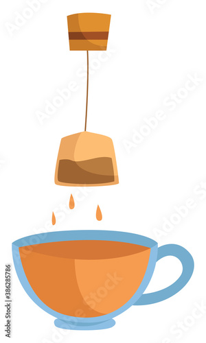 Tea bag, illustration, vector on white background.