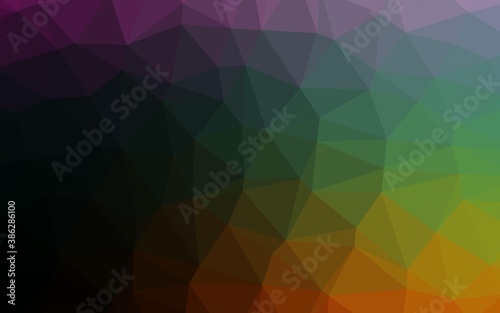 Fototapeta Naklejka Na Ścianę i Meble -  Dark Multicolor, Rainbow vector shining triangular pattern.