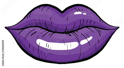 Violet lips, illustration, vector on white background.