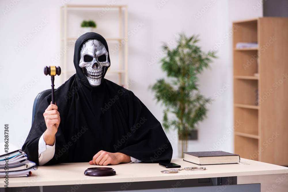 Demon judge working in the courthouse Demon judge working in the courthouse