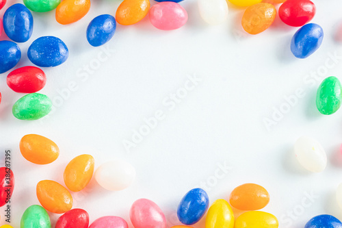 Colorful Jellybean Border on a White Background