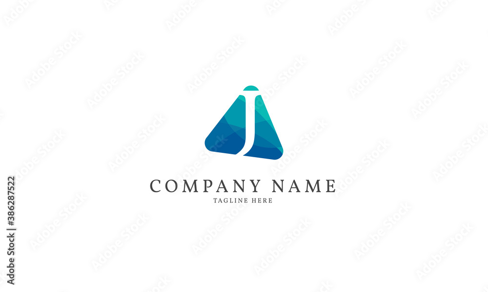 polygonal letter J modern triangle logo template polygonal letter J modern triangle logo template