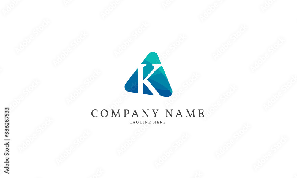 polygonal letter K modern triangle logo template polygonal letter K modern triangle logo template