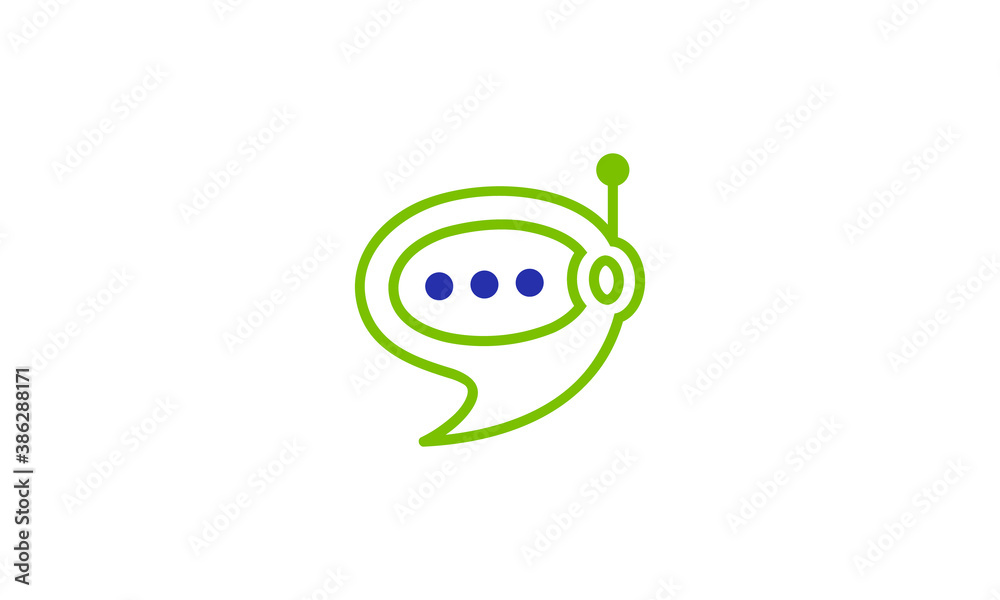 Creative Vector Illustration Logo Design. Smart Ai Robotics Bubble Chat Concept.