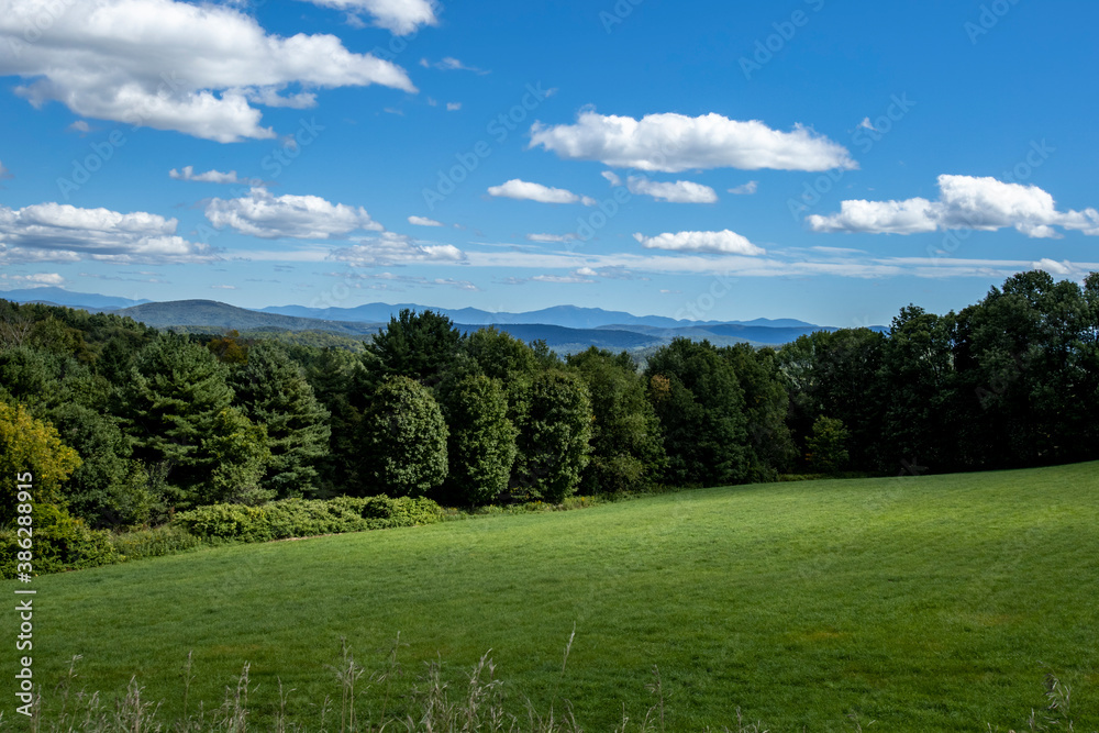 Mountains dot the horizon looking south from the center of Danville, Vermont Mountains dot the horizon looking south from the center of Danville, Vermont