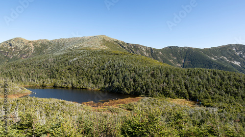 Eagles Lake and Mount Lafayette as viewed from the AMC Greenleaf hut