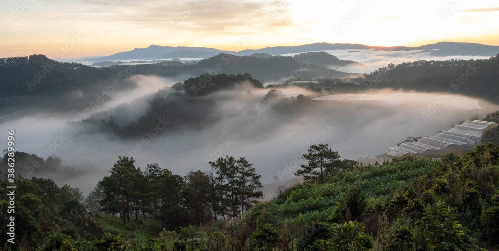 fog over the mountains