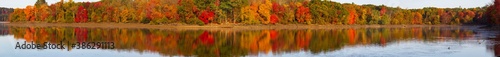 Reflection of Colorful Autumn at a New England Lake, USA