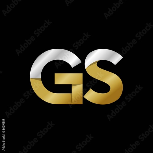 GS initial letter logo, simple shade, gold silver color