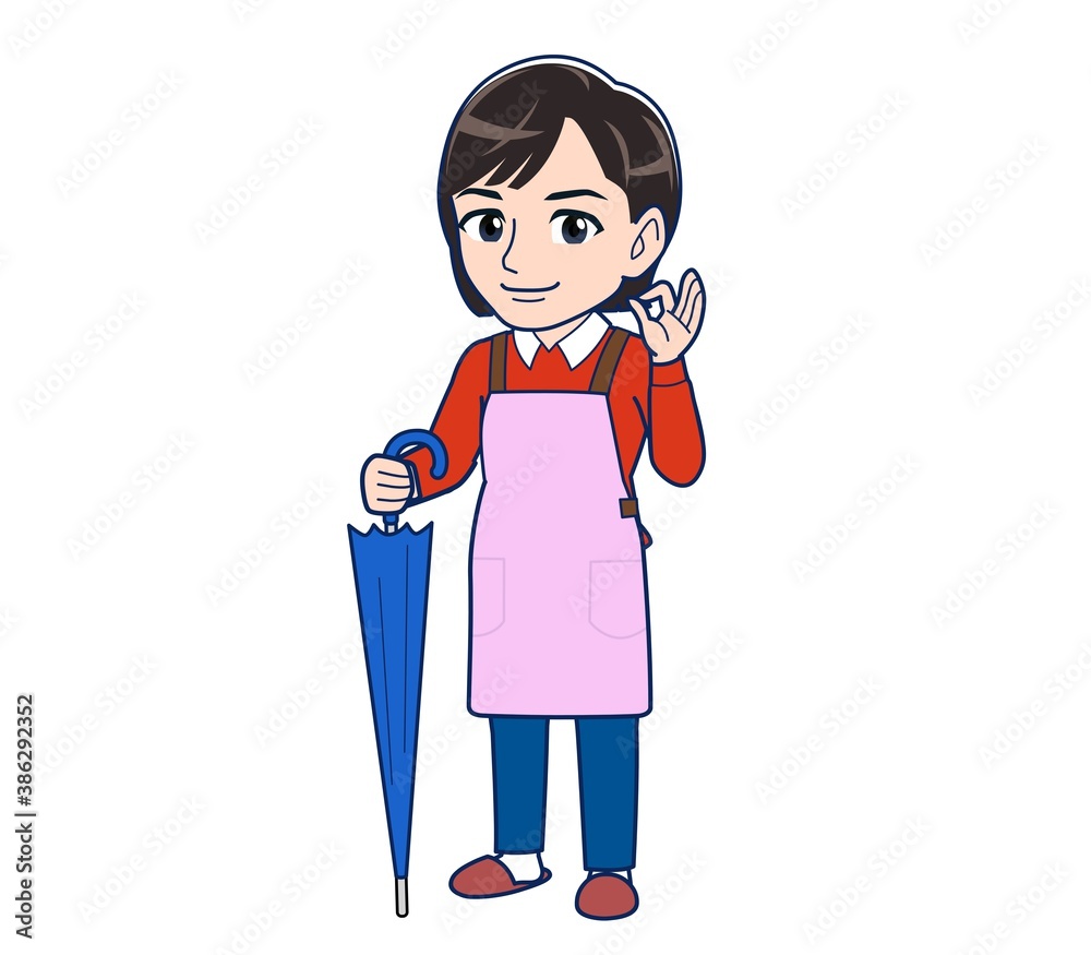 Beautiful woman in a pink apron Beautiful woman in a pink apron