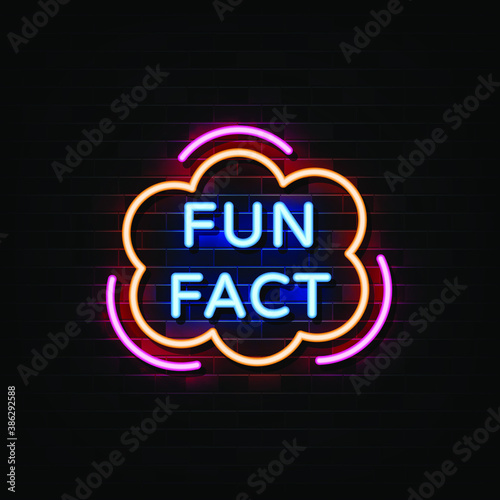 Fun fact neon sign vector. Design template neon sign
