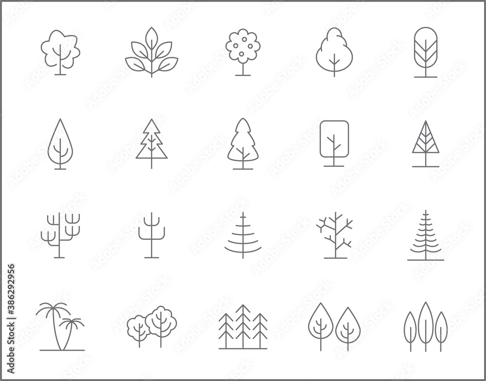 Set of tree and nature line style. It contains such Icons as outdoors, autumn, forest, evergreen, pine tree, park, greenery and other elements.
customize color, easy resize.