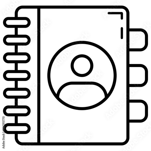 Line design of contact and address book, phone book vector 