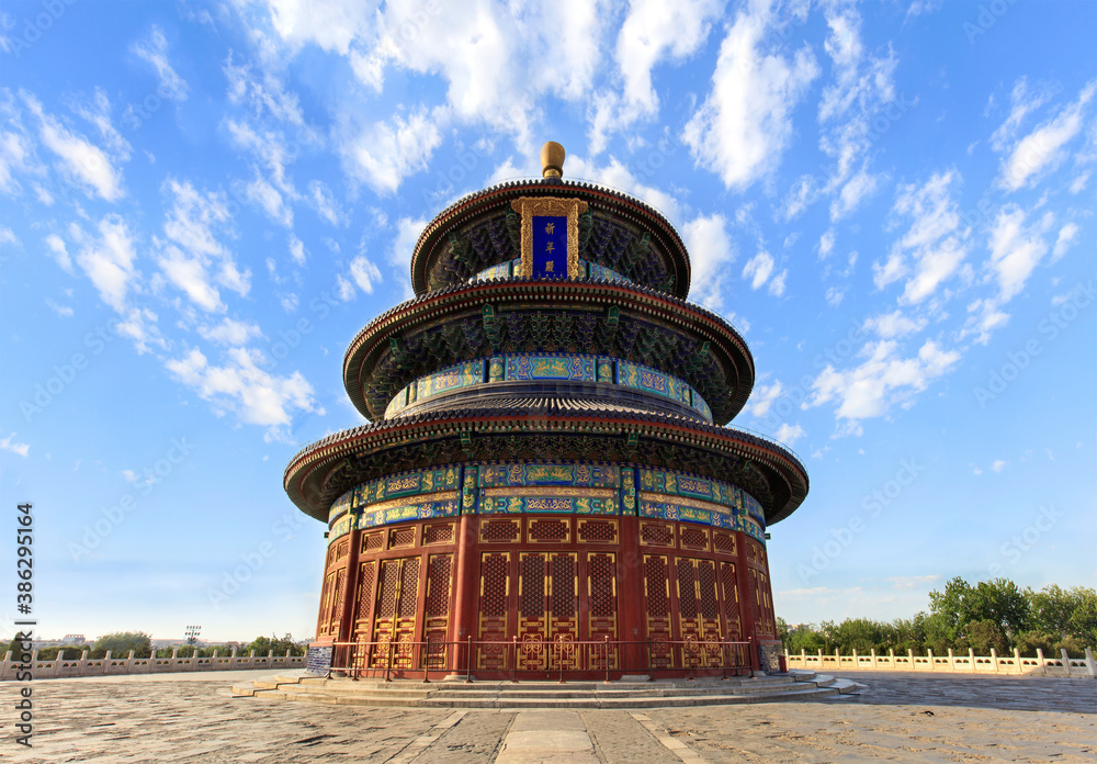 Wide angle view of the Temple of Heaven in Beijing, China